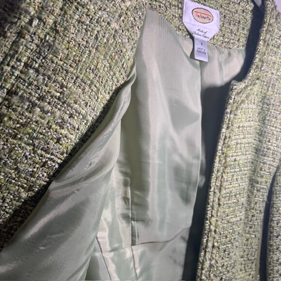 Talbots Collarless Tweed Blazer Eyelash Fringe Trim Preppy Old Money - Size 4 - Picture 9 of 12